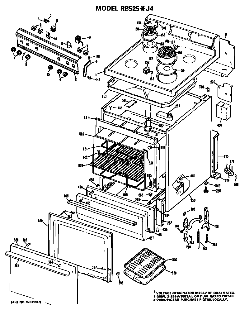 Hotpoint RB525*J4 replacement parts diagram
