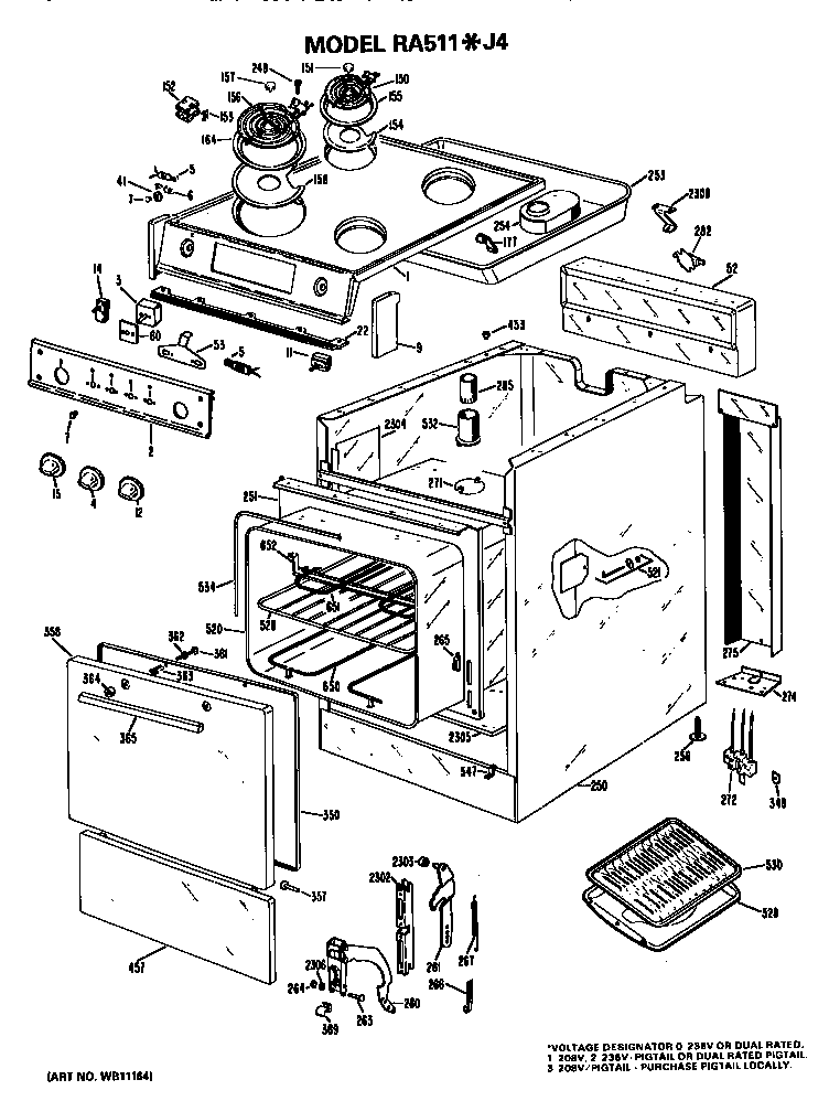 Hotpoint RA511*J4 replacement parts diagram