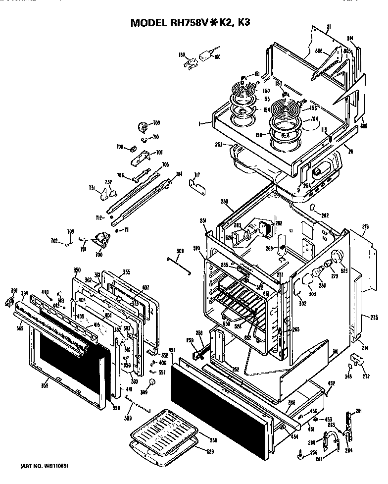 Hotpoint RH758V*K2 oven diagram