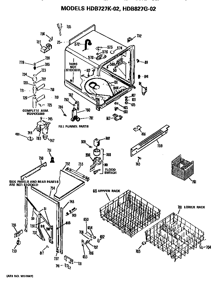 Hotpoint HDB827G-02 tub diagram