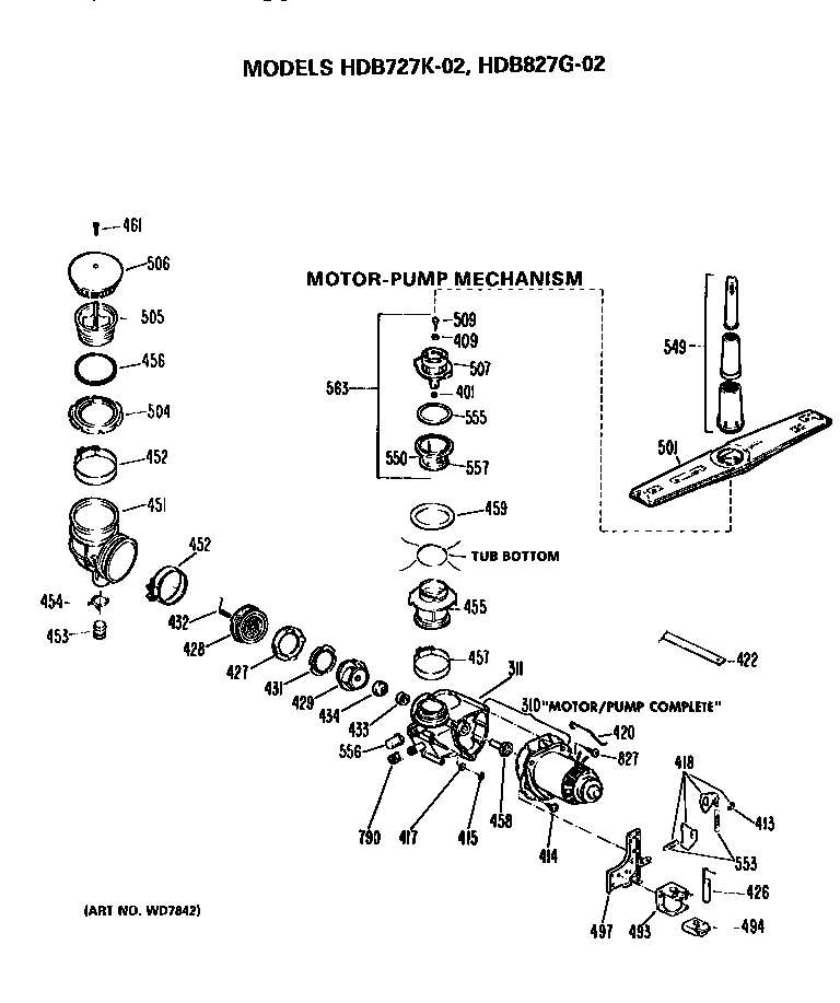 Hotpoint HDB827G-02 motor-pump diagram