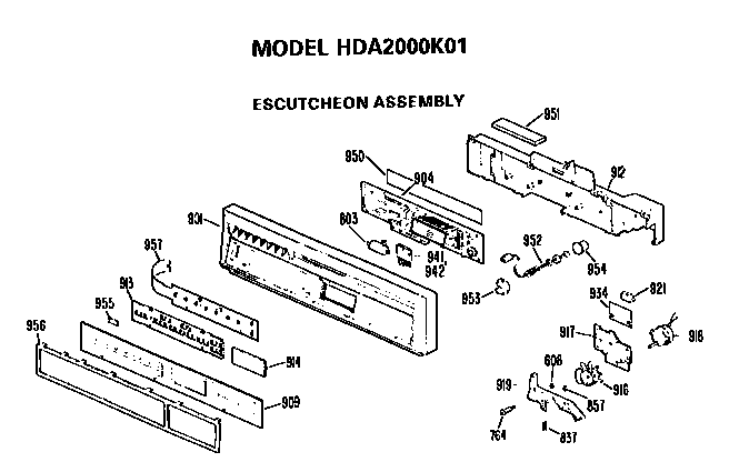 Hotpoint HDA2000K01 control panel diagram