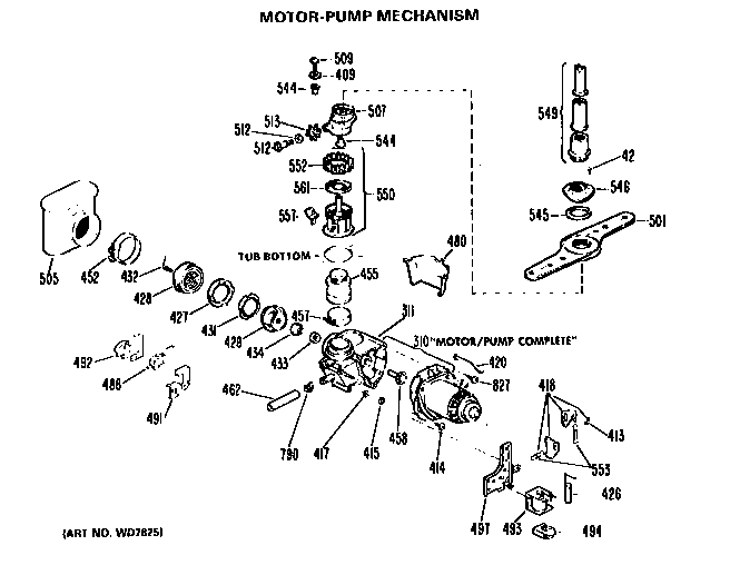 Hotpoint HDA2000K01 motor-pump diagram