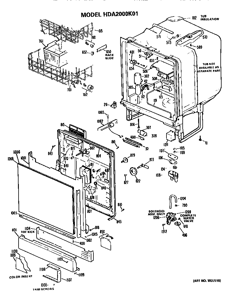 Hotpoint HDA2000K01 tub diagram