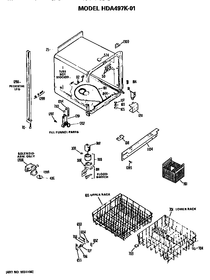 Hotpoint HDA497K-01 tub diagram