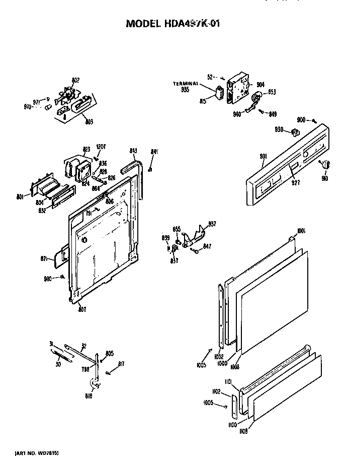 Hotpoint HDA497K-01 front/control panel diagram