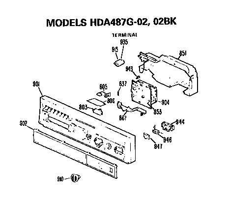 Hotpoint HDA487G-02 control panel diagram