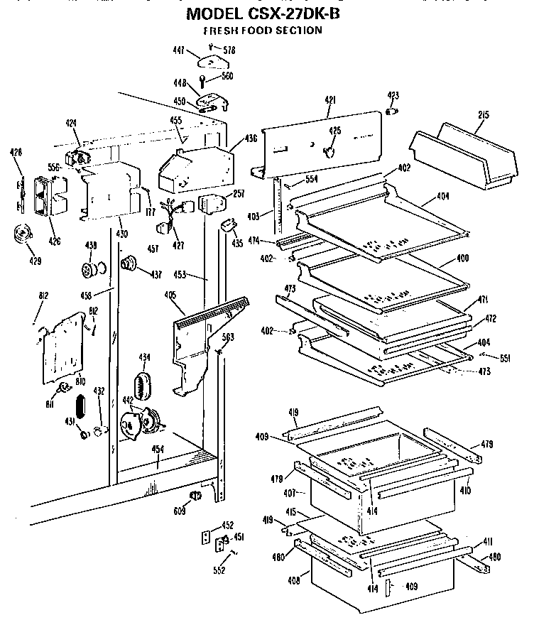 Hotpoint CSX27DKB fresh food section diagram
