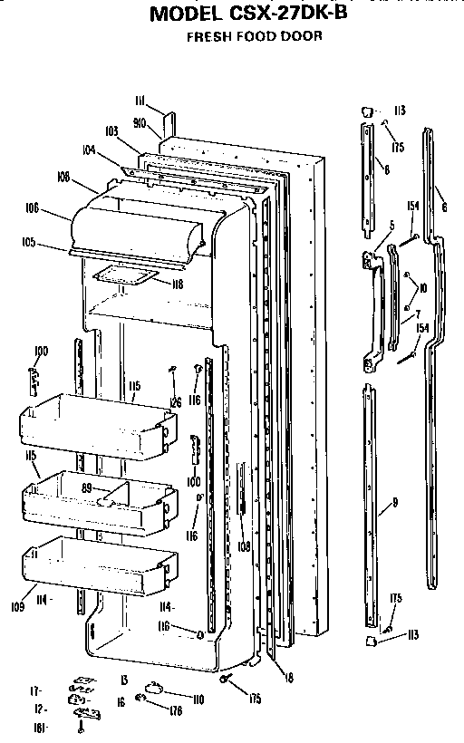Hotpoint CSX27DKB fresh food door diagram