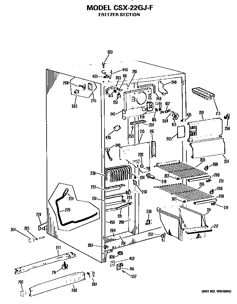 Hotpoint CSX22GJF freezer section diagram