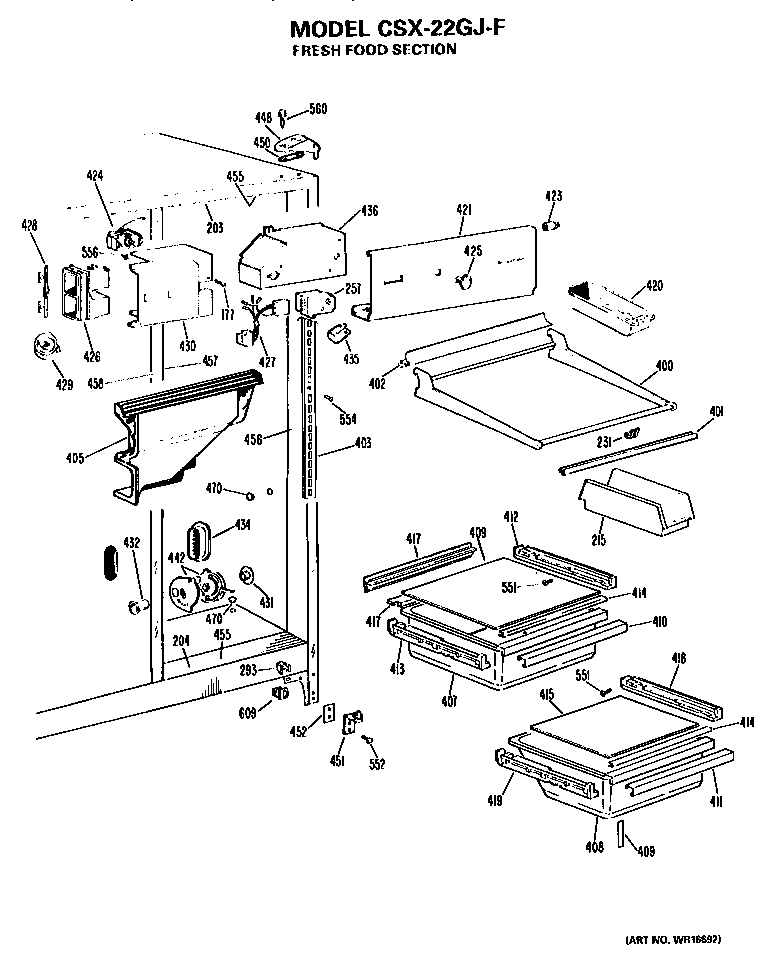 Hotpoint CSX22GJF fresh food section diagram