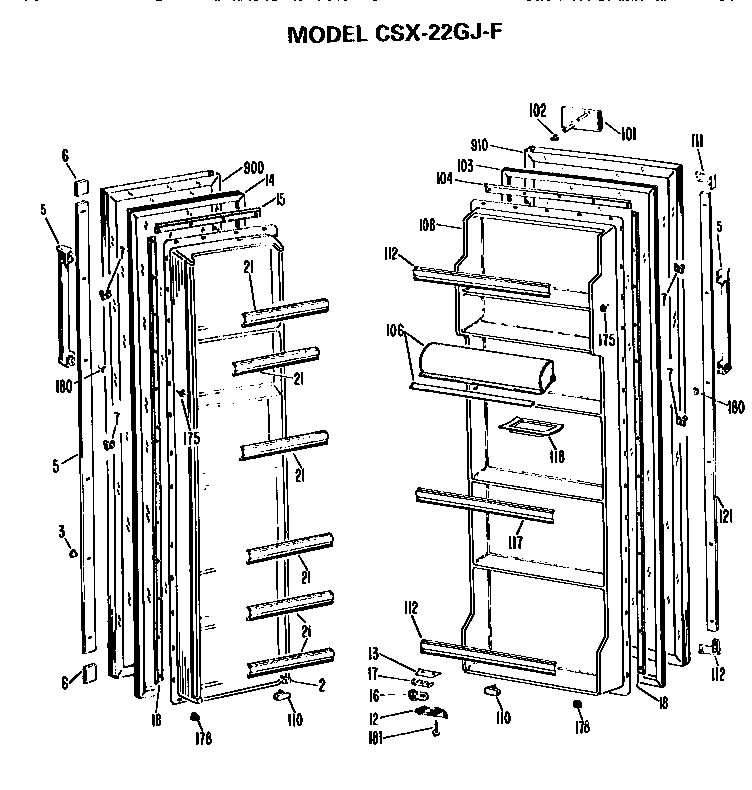Hotpoint CSX22GJF doors diagram