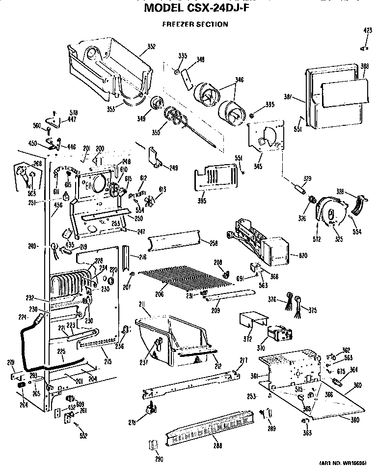 Hotpoint CSX24DJF freezer section diagram