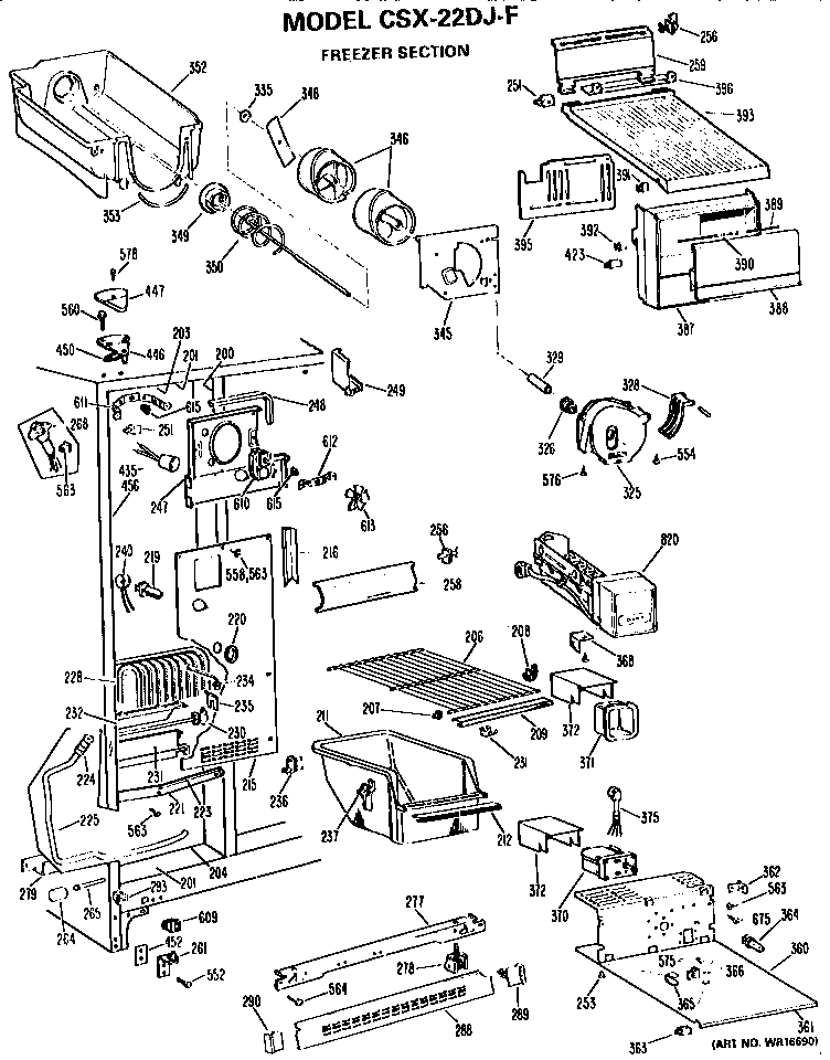 Hotpoint CSX22DJF freezer section diagram