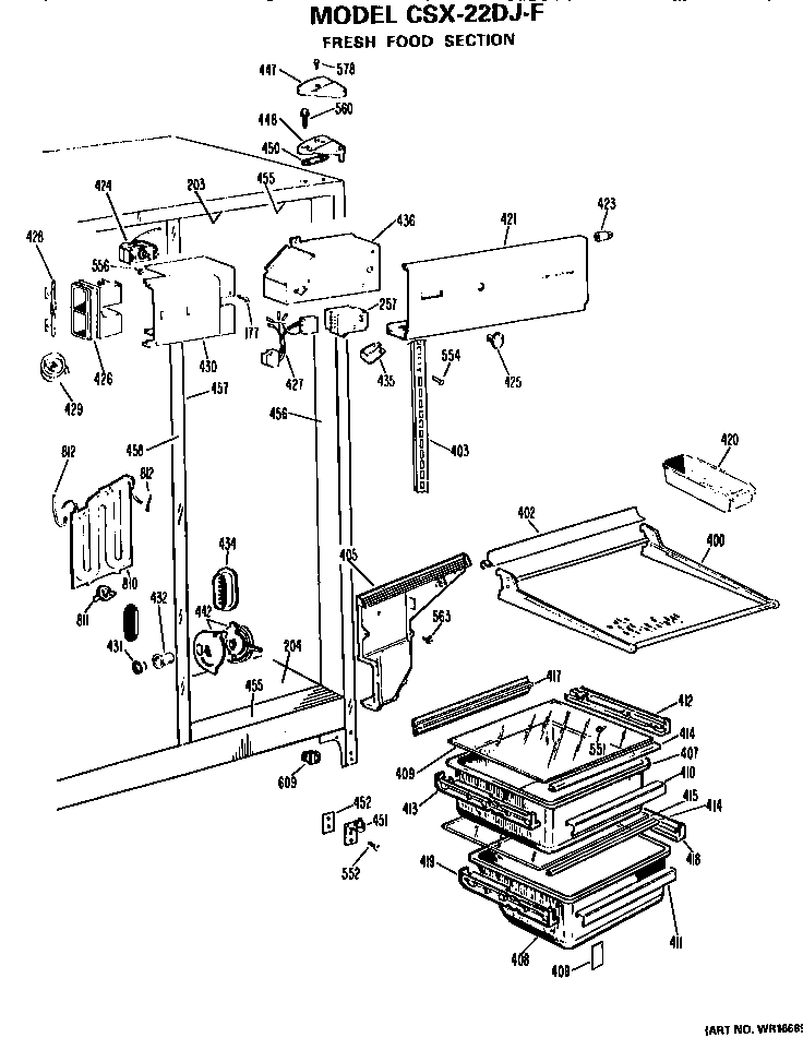 Hotpoint CSX22DJF fresh food section diagram