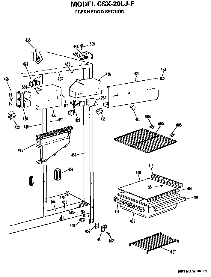 Hotpoint CSX20LJF fresh food section diagram