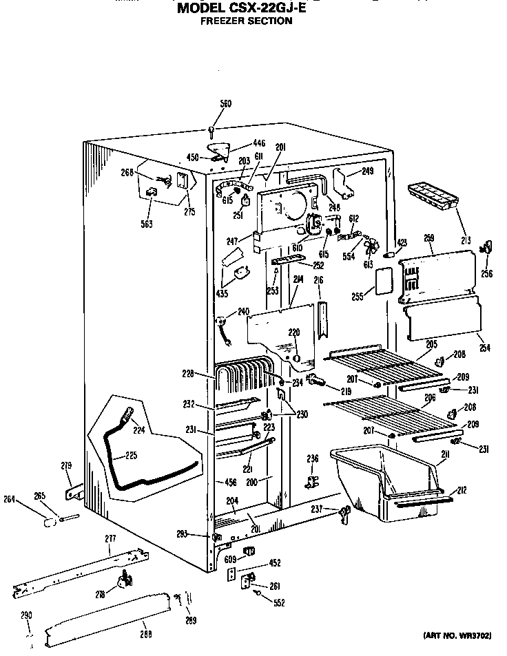 Hotpoint CSX22GJE freezer section diagram