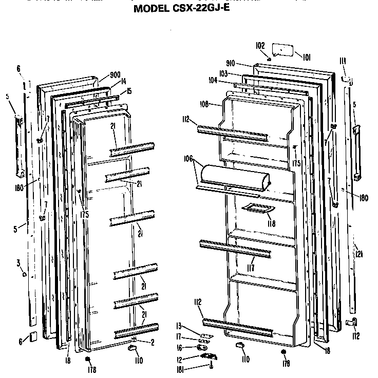 Hotpoint CSX22GJE doors diagram