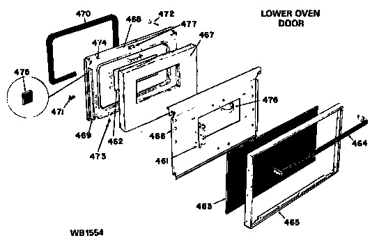 Hotpoint RGH647GEJ2 lower oven door diagram