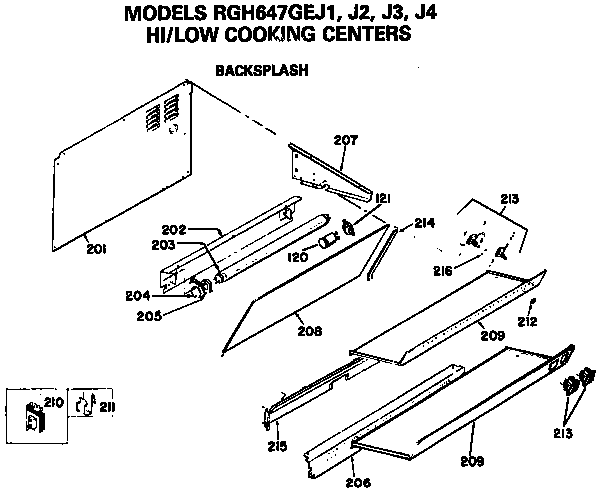 Hotpoint RGH647GEJ2 back splash diagram