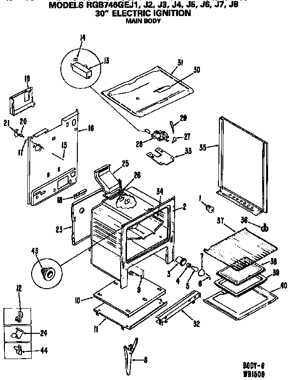 Hotpoint RGB746GEJ5 main body diagram