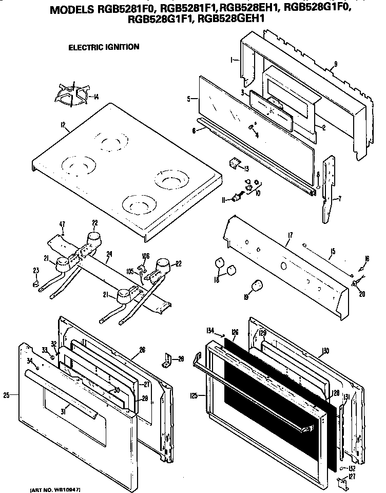 Hotpoint RGB5281F0 electric ignition diagram