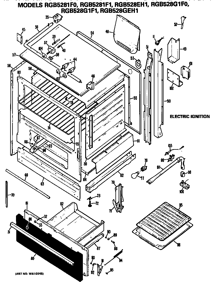 Hotpoint RGB5281F0 main body diagram