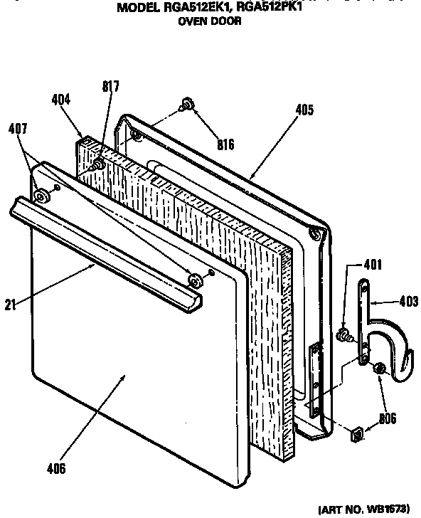 Hotpoint RGA512EK1 oven door diagram