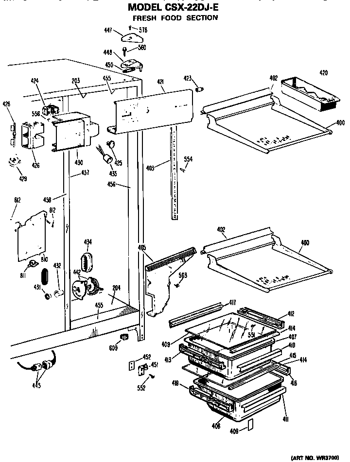 Hotpoint CSX22DJE fresh food section diagram