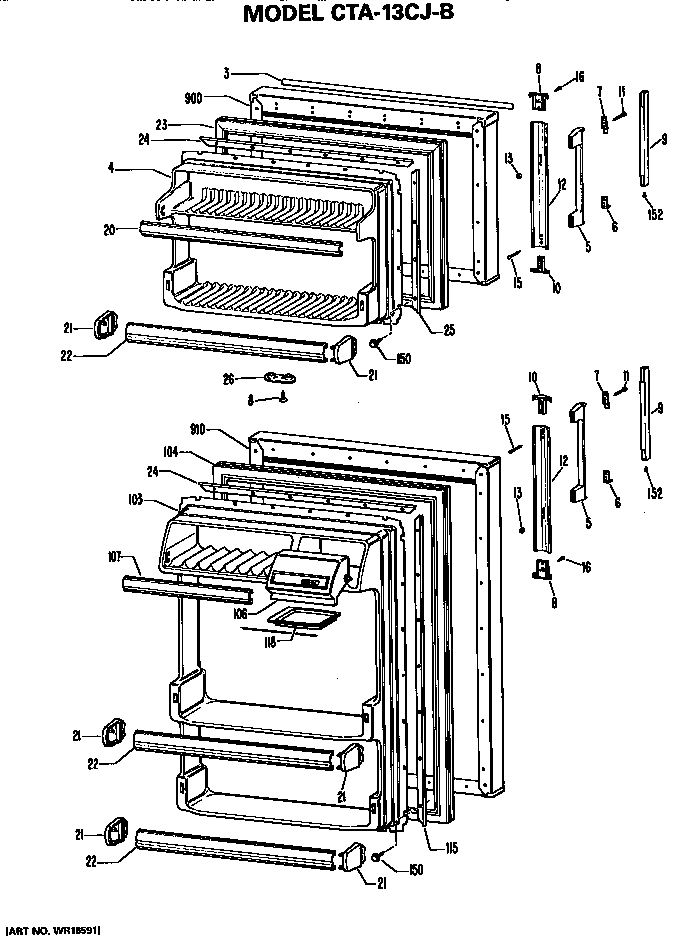 Hotpoint CTA13CJBLAD doors diagram