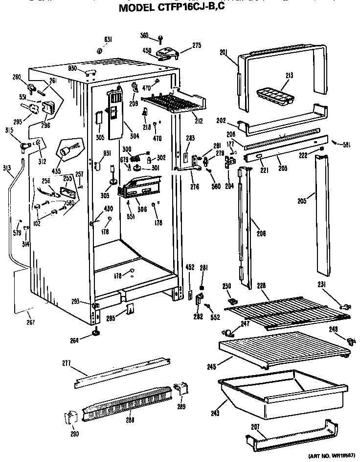 Hotpoint CTFP16CJBL cabinet parts diagram