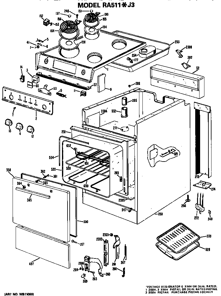 Hotpoint RA511*J3 replacement parts diagram