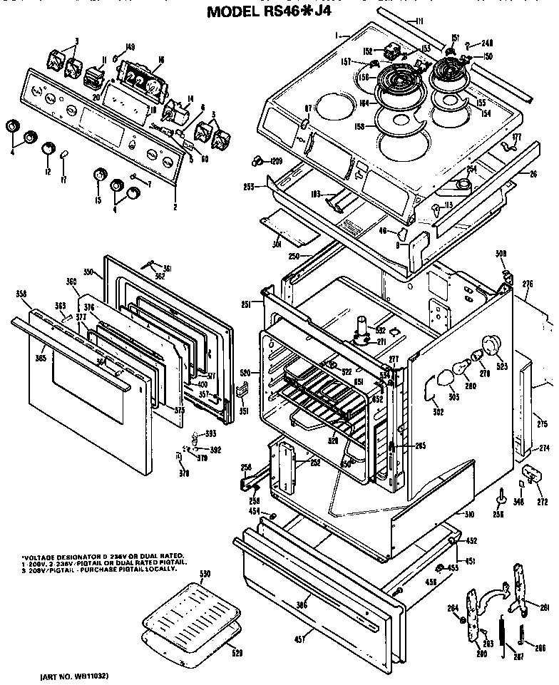 Hotpoint RS46*J4 replacement parts diagram