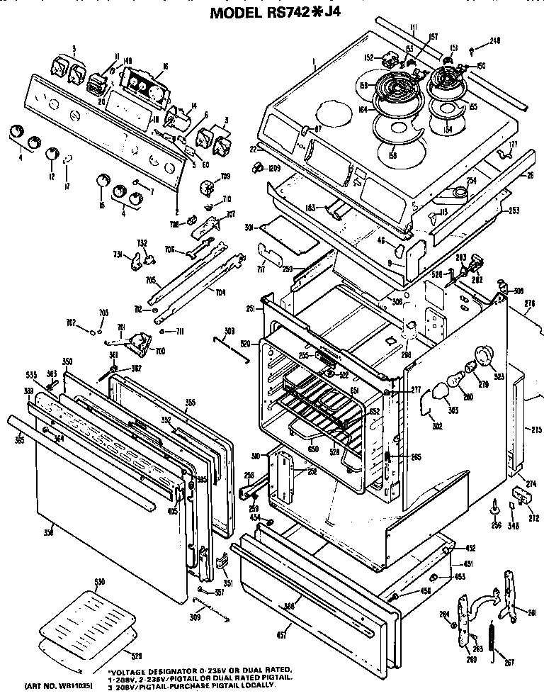 Hotpoint RS742*J4 replacement parts diagram
