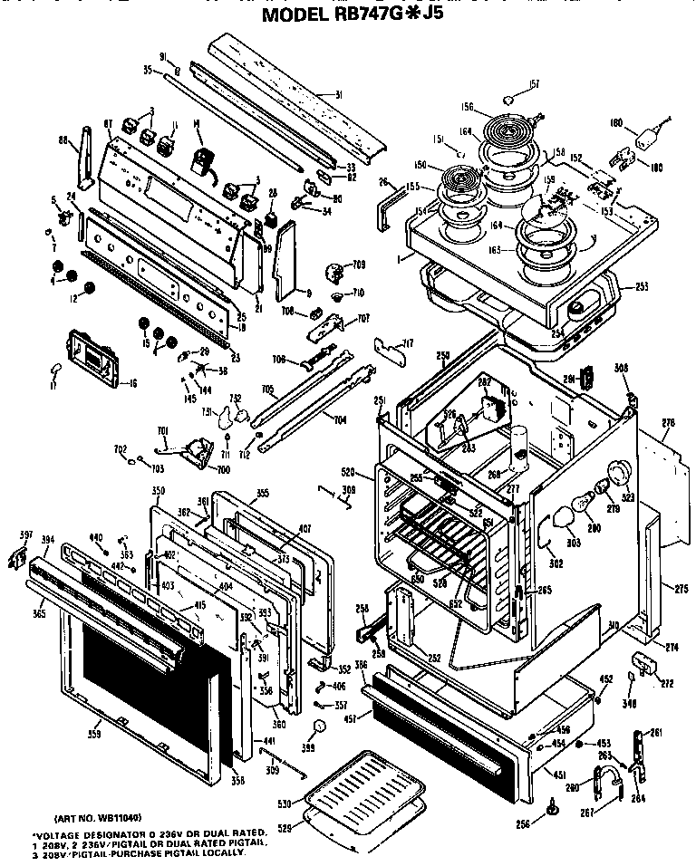 Hotpoint RB747G*J5 replacement parts diagram