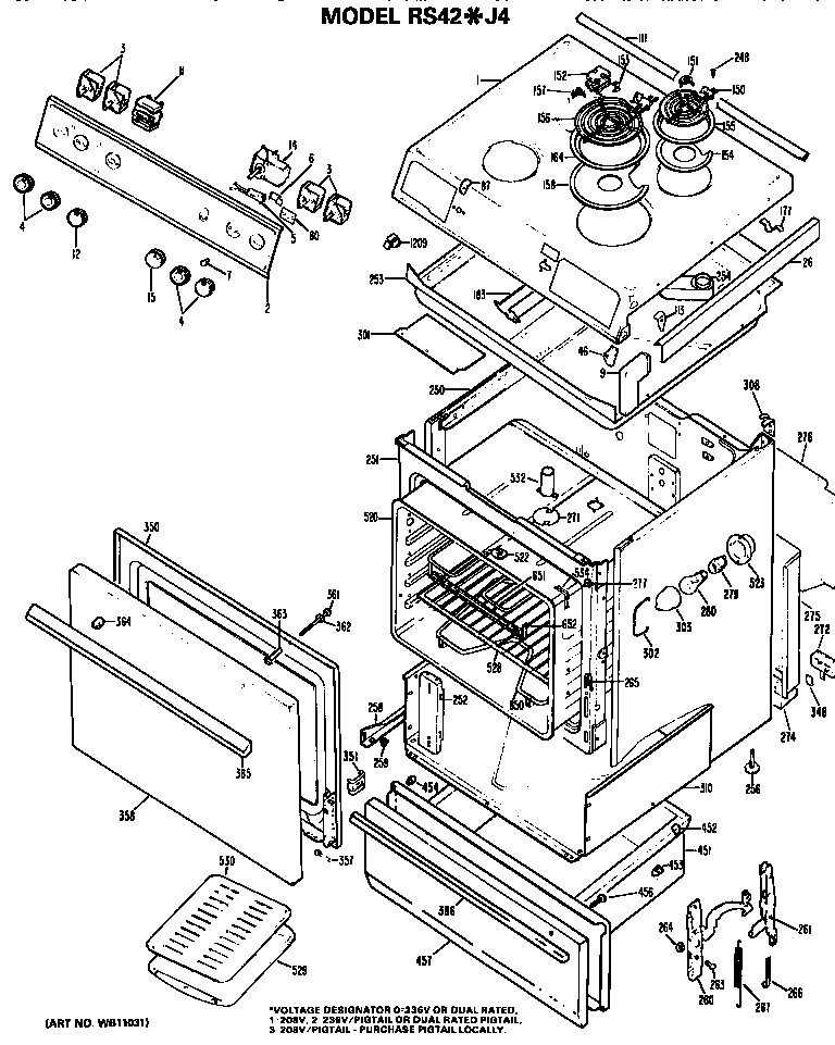 Hotpoint RS42*J4 replacement parts diagram