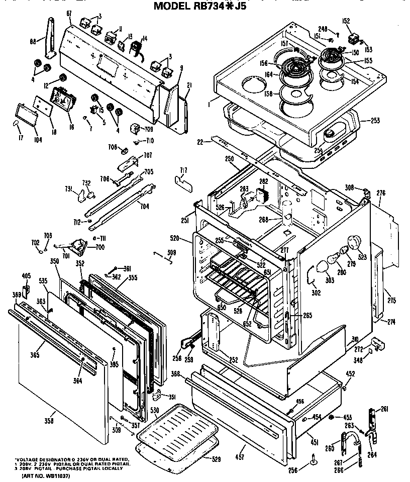 Hotpoint RB734*J5 replacement parts diagram