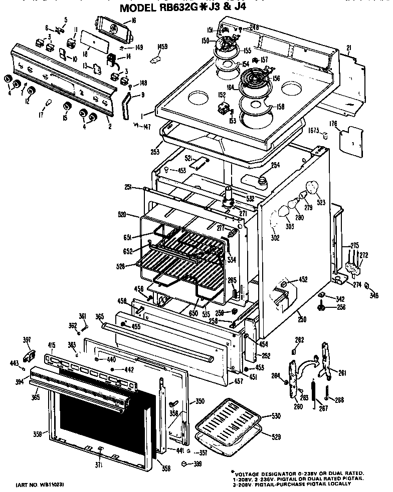Hotpoint RB632G*J4 replacement parts diagram