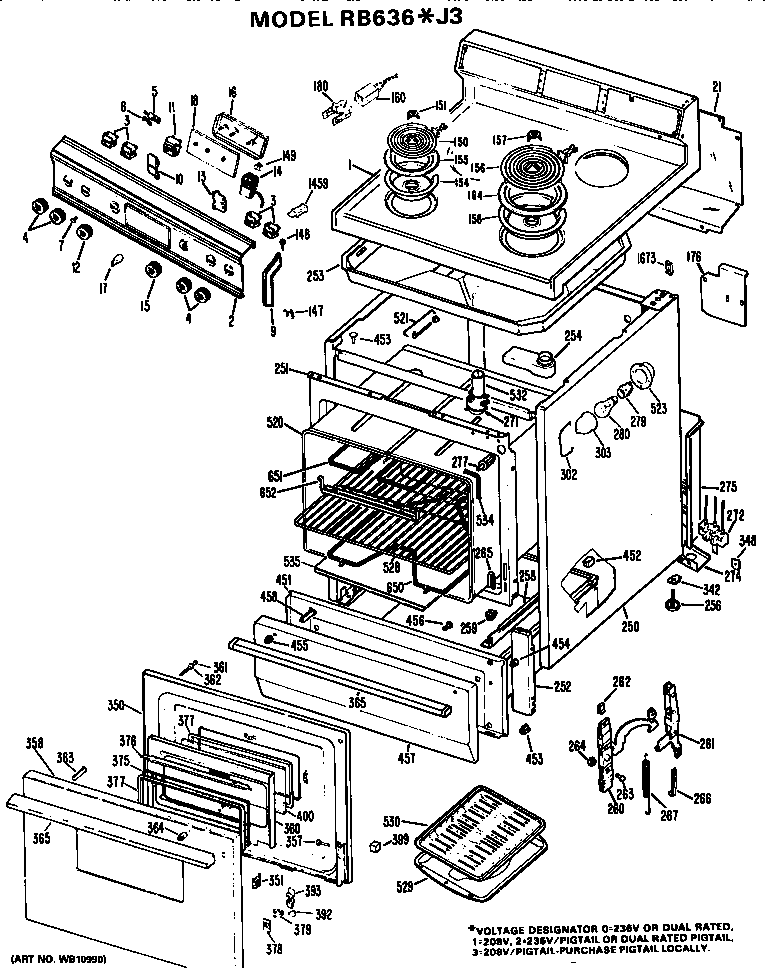Hotpoint RB636*J3 replacement parts diagram