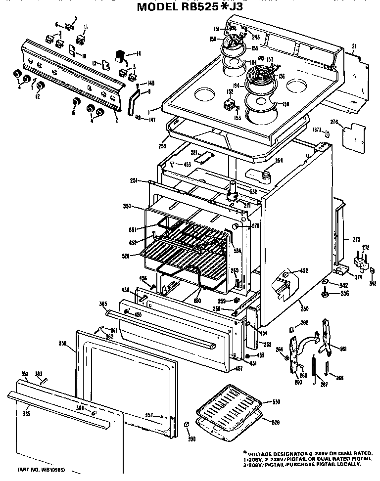 Hotpoint RB525*J3 replacement diagram