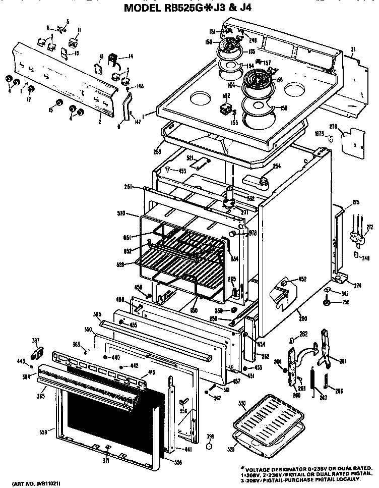 Hotpoint RB525G*J3 replacement parts diagram