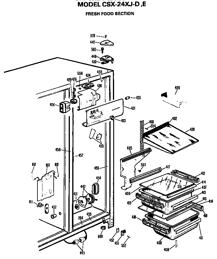 Hotpoint CSX24XJD fresh food section diagram