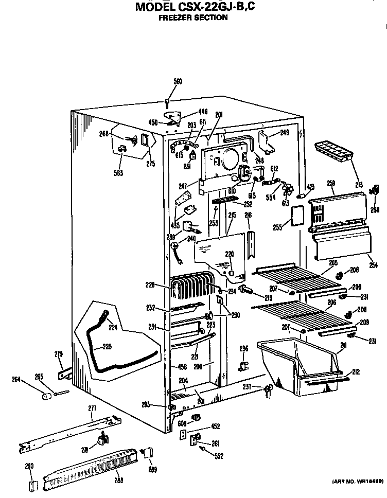 Hotpoint CSX22GJB freezer section diagram