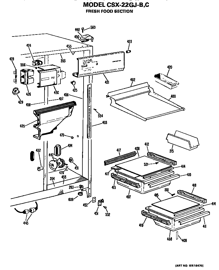 Hotpoint CSX22GJB fresh food section diagram