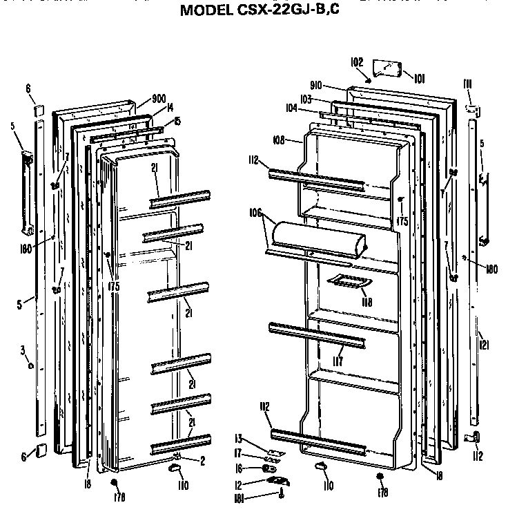 Hotpoint CSX22GJB doors diagram