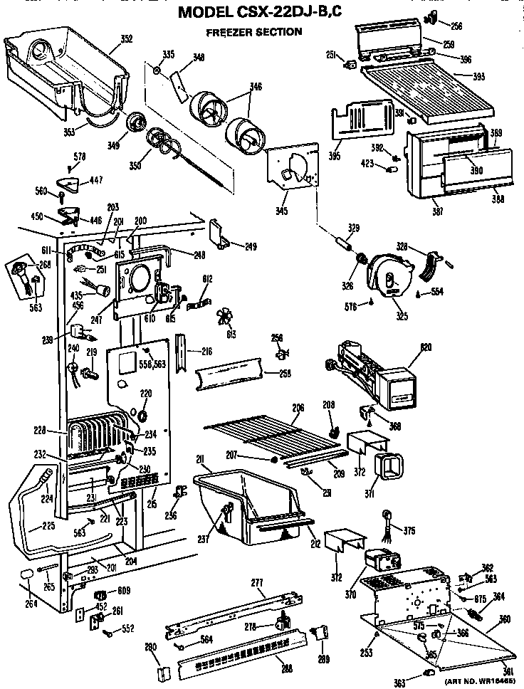 Hotpoint CSX22DJB freezer section diagram