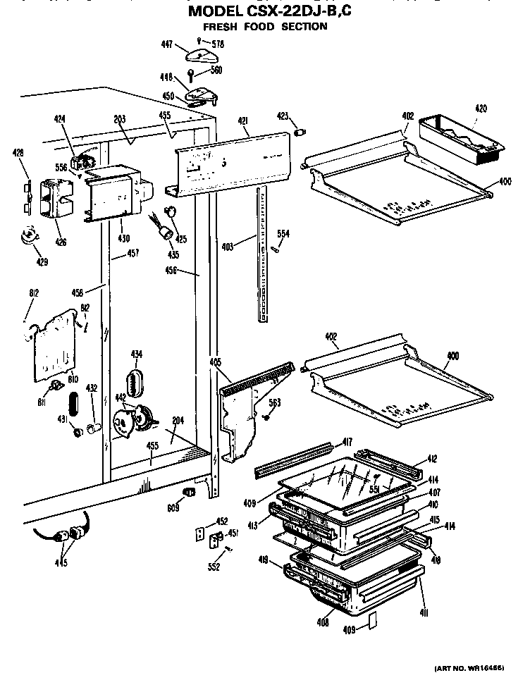 Hotpoint CSX22DJB fresh food section diagram