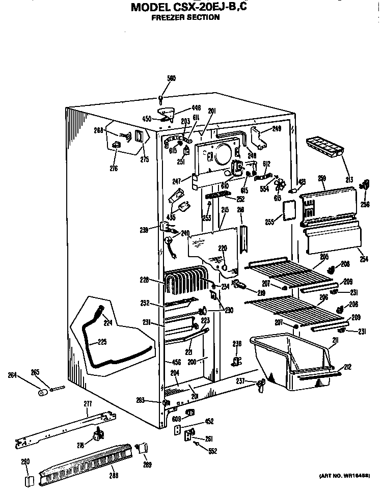 Hotpoint CSX20EJC freezer section diagram