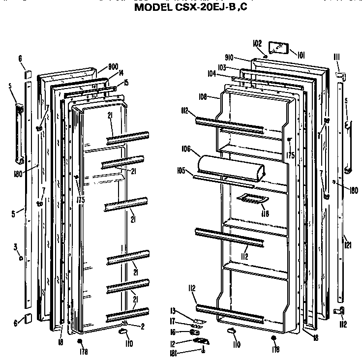 Hotpoint CSX20EJC doors diagram