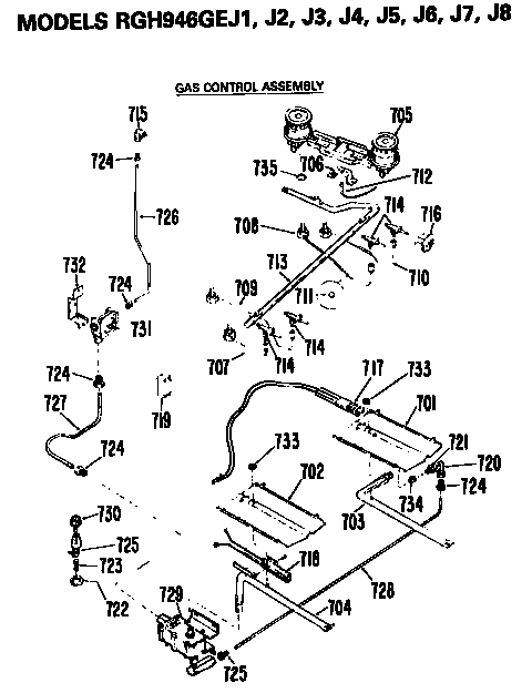 Hotpoint RGH946GEJ1 gas control assembly diagram